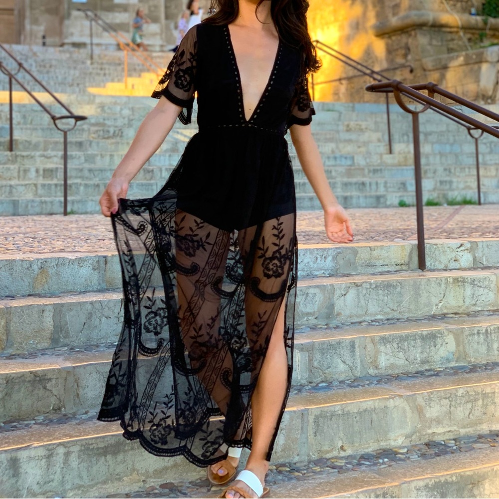 Black Lace Romper